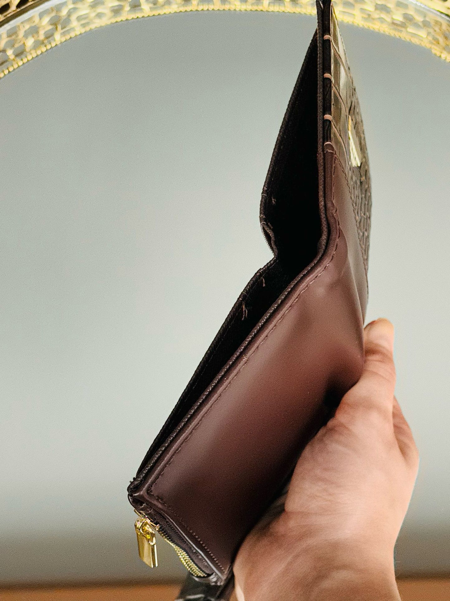 Amelia, Kroko Desenli, Suni Deri, Fermuarlı, Bozuk Para Gözlü, Bol Kartlıklı Kadın Cüzdanı