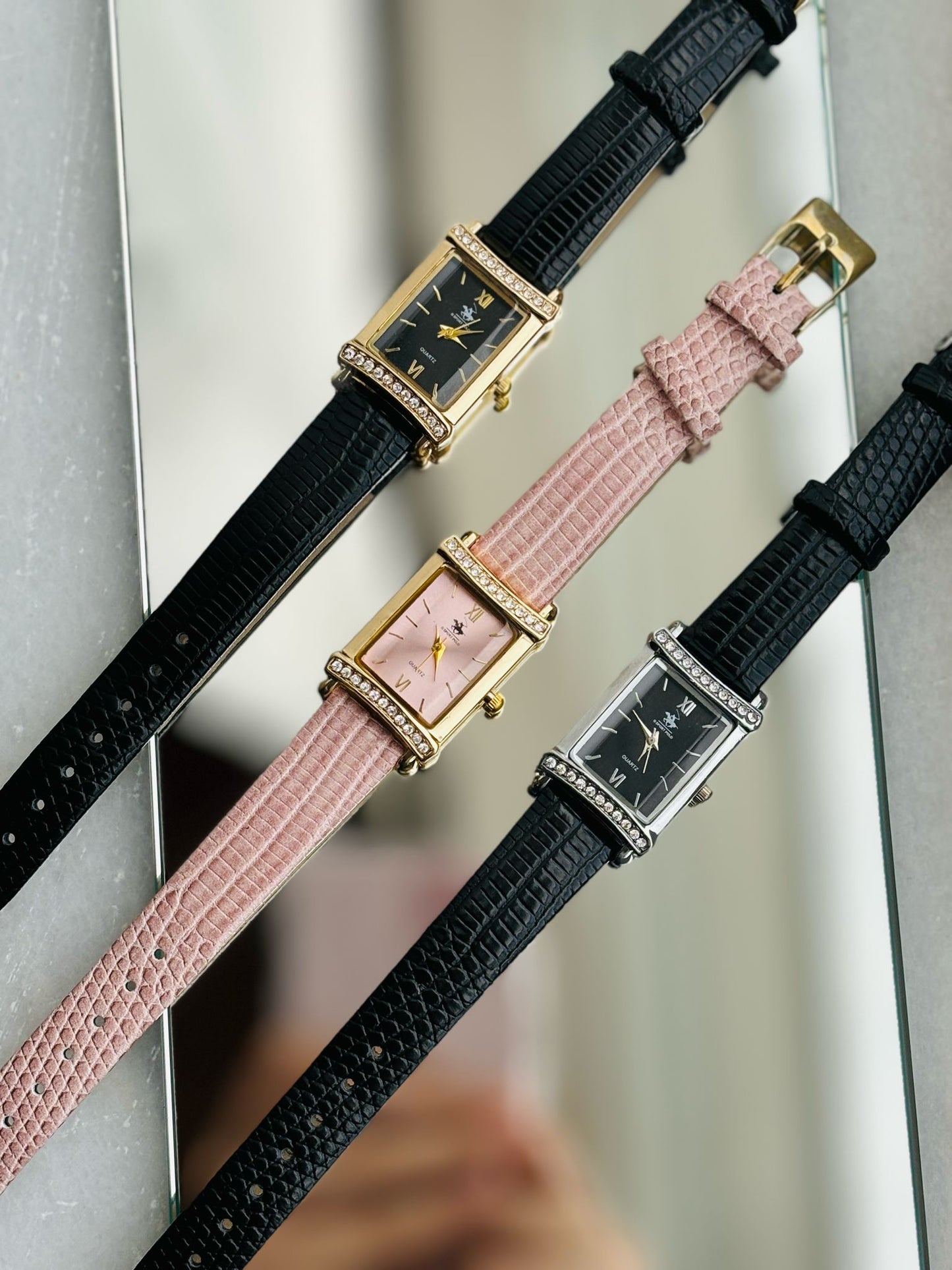 GSPORT POLO Kroko Kordon, Taş Detaylı, Kadın Kol Saati