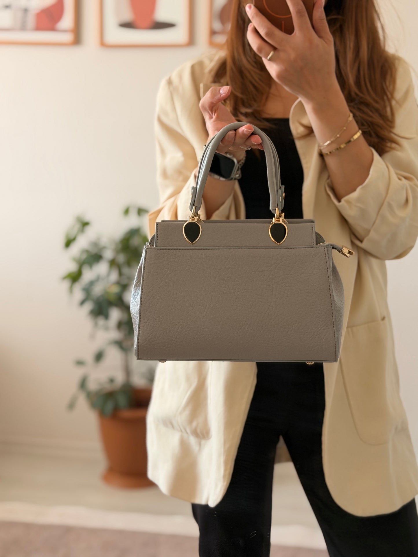 Luna Çift Gözlü Zarif Tasarımlı Uzun Askılı El ve Omuz Kadın Çantası