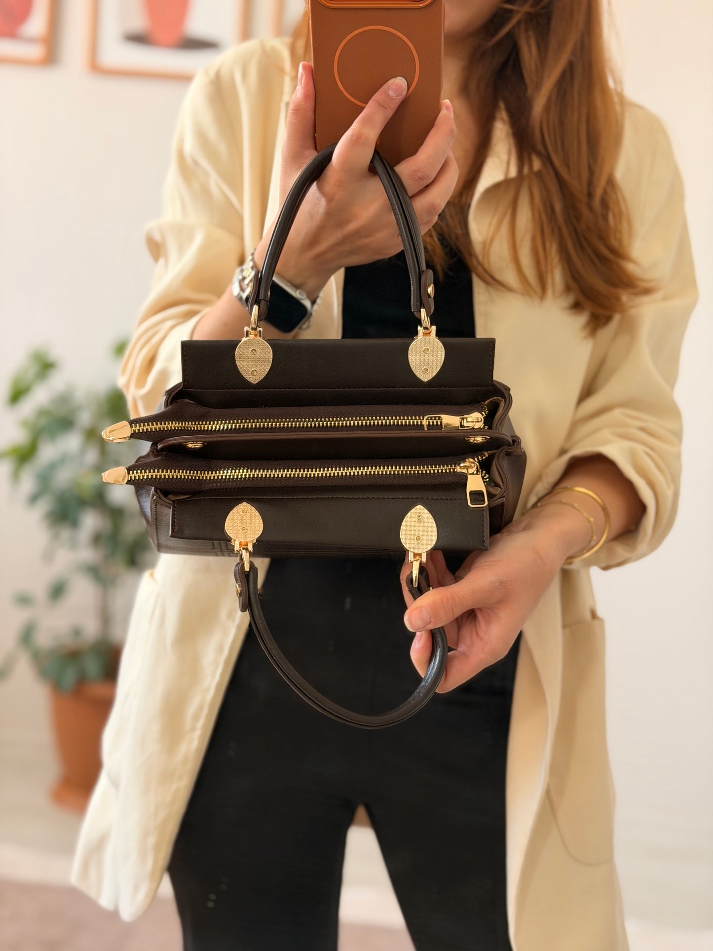 Luna Çift Gözlü Zarif Tasarımlı Uzun Askılı El ve Omuz Kadın Çantası