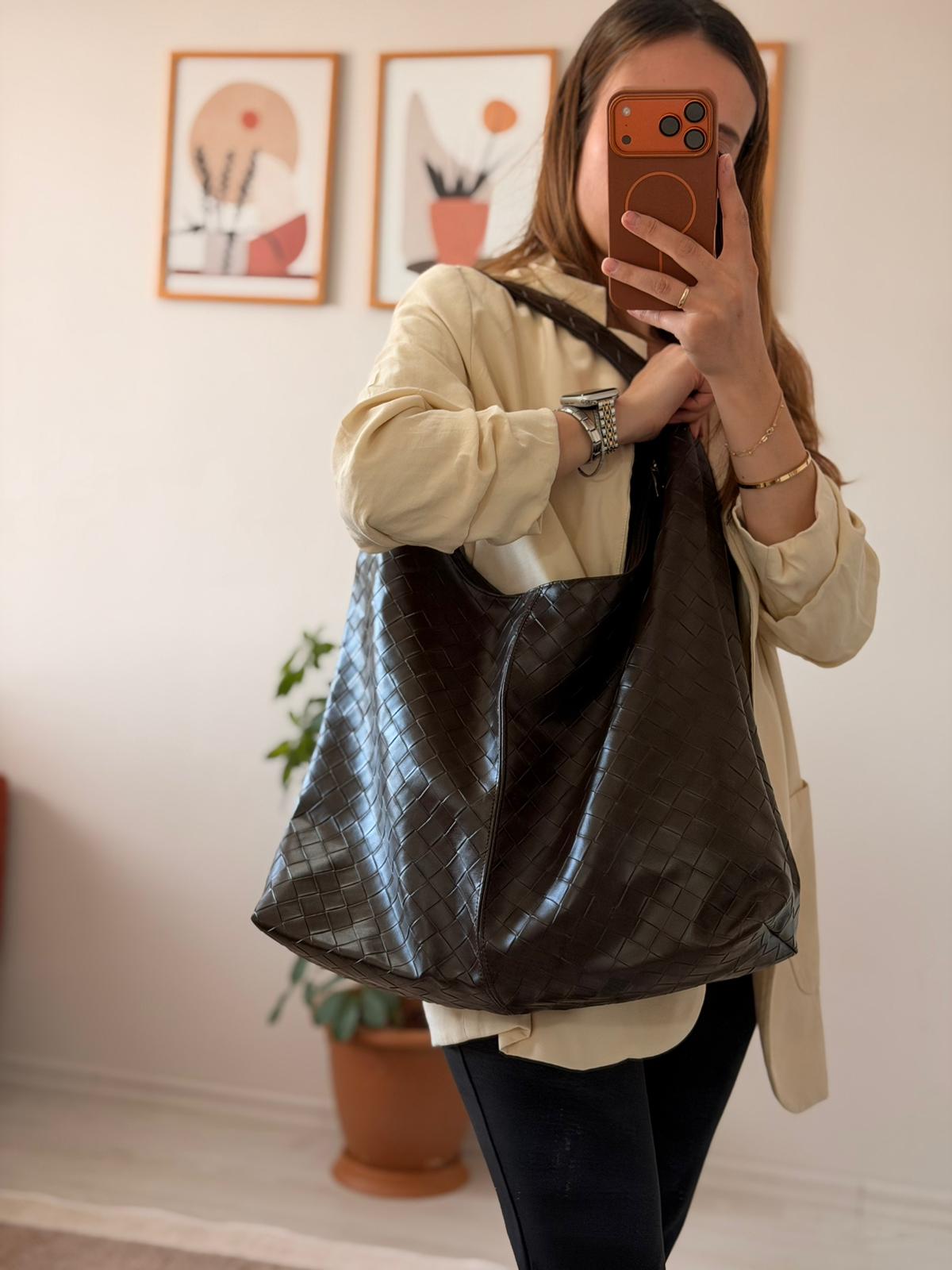 Seren Salaş Örgü Desenli Kadın Omuz Çantası