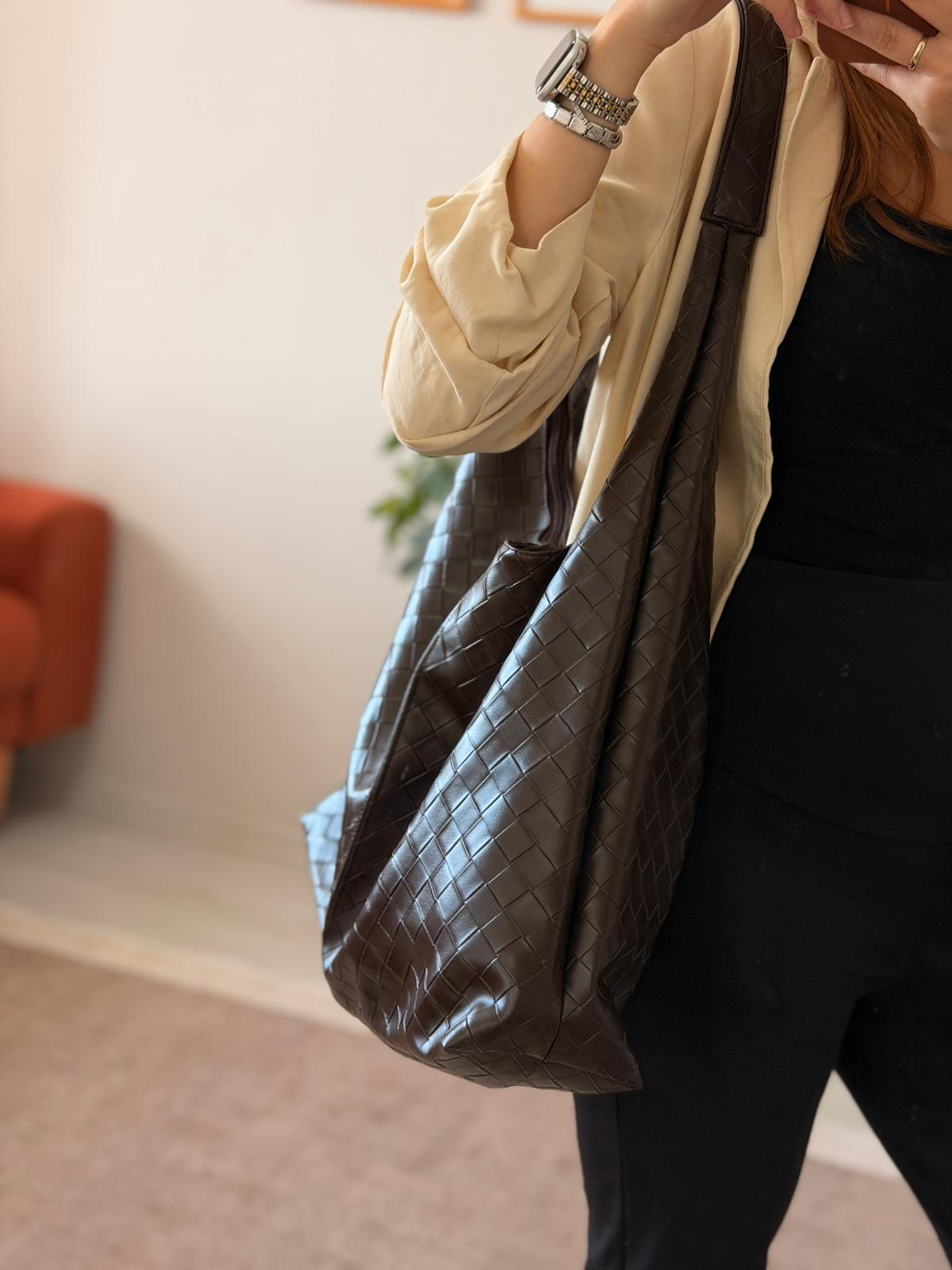 Seren Salaş Örgü Desenli Kadın Omuz Çantası