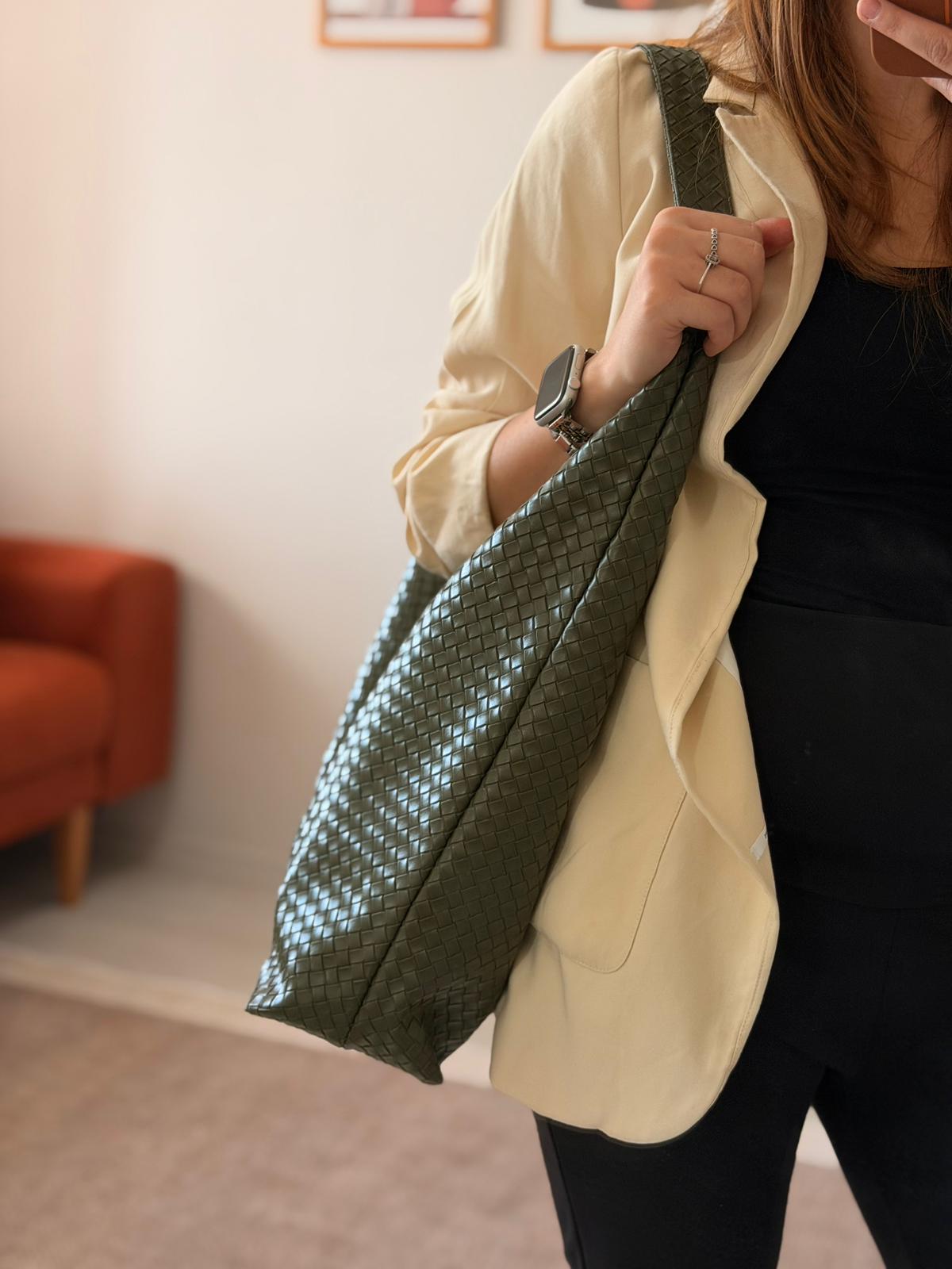 Seren Salaş Örgü Desenli Kadın Omuz Çantası