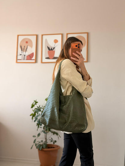 Seren Salaş Örgü Desenli Kadın Omuz Çantası